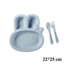 Load image into Gallery viewer, Wheat Straw Cartoon Tableware Set Baby Dinner Plate Infant Children Training Food Container Dish Spoon Fork for Kids
