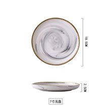 Load image into Gallery viewer, Ceramic Bowl Dinner Set Rice Noodles Bowl Phnom Penh Marble Pattern Series Porcelain Plate Family Soup Bowl Tableware Set
