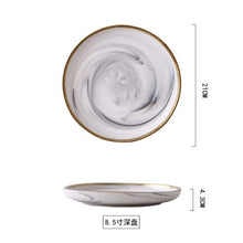 Load image into Gallery viewer, Ceramic Bowl Dinner Set Rice Noodles Bowl Phnom Penh Marble Pattern Series Porcelain Plate Family Soup Bowl Tableware Set
