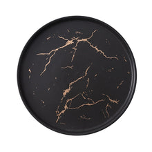 Load image into Gallery viewer, 20cm Gold Black White Marble Ceramic Plate Porcelain dinnerware Set Kitchen Table European Style Decoration Dessert Steak Plate
