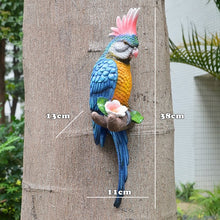 Load image into Gallery viewer, Resin Parrot Statue Wall Mounted DIY Outdoor Garden Tree Decoration Animal Sculpture For Home Office Garden Decor Ornament
