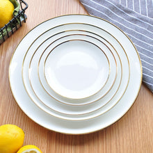 Load image into Gallery viewer, Gold Edge Ceramic Plate Dish White Porcelain Tableware Western-style Dinner Dishes and Plates Sets
