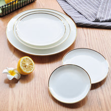 Load image into Gallery viewer, Gold Edge Ceramic Plate Dish White Porcelain Tableware Western-style Dinner Dishes and Plates Sets
