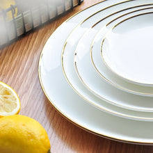 Load image into Gallery viewer, Gold Edge Ceramic Plate Dish White Porcelain Tableware Western-style Dinner Dishes and Plates Sets
