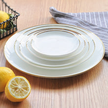 Load image into Gallery viewer, Gold Edge Ceramic Plate Dish White Porcelain Tableware Western-style Dinner Dishes and Plates Sets
