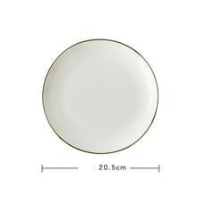 Load image into Gallery viewer, Gold Edge Ceramic Plate Dish White Porcelain Tableware Western-style Dinner Dishes and Plates Sets
