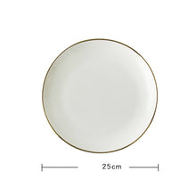 Load image into Gallery viewer, Gold Edge Ceramic Plate Dish White Porcelain Tableware Western-style Dinner Dishes and Plates Sets
