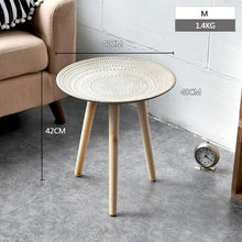 Load image into Gallery viewer, Creative Round Nordic Wood Coffee Table Bed Sofa Side Table Tea Fruit Snack Service Plate Tray Small Desk Living Room Furniture
