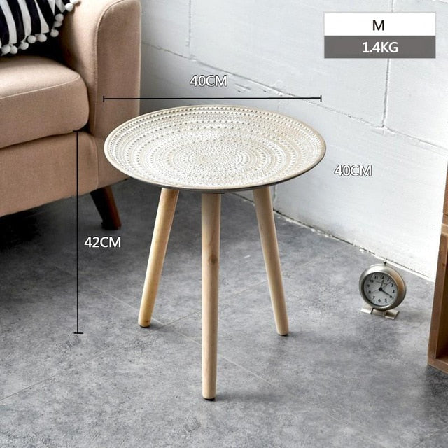 Creative Round Nordic Wood Coffee Table Bed Sofa Side Table Tea Fruit Snack Service Plate Tray Small Desk Living Room Furniture