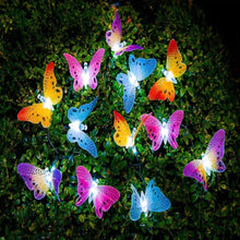 Load image into Gallery viewer, 12/20 Led Solar Powered Butterfly Fiber Optic Fairy String Lights Waterproof Christmas Outdoor Garden Holiday Decoration Lights
