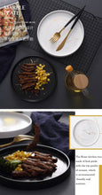 Load image into Gallery viewer, 20cm Gold Black White Marble Ceramic Plate Porcelain dinnerware Set Kitchen Table European Style Decoration Dessert Steak Plate
