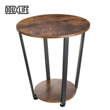 Load image into Gallery viewer, Douxlife 2-Tier Round Coffee Table Sofa Side Table with Storage Shelf Metal Frame Nightstand Small Desk Living Room Furniture
