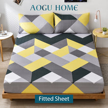 Load image into Gallery viewer, AOGUHOME Geometric Fitted Sheet Twin Double Bedsheet Queen Sheets King Fitted Bed Sheet with Elastic All Around Mattress Cover
