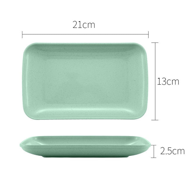 Shatter-resistant Japanese Style Wheat Straw Square Home Dining Plate Dessert Pasta Dinner Pure Color Fruit Snack Flavor Plate