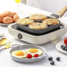 Load image into Gallery viewer, Four-hole Frying Pot Thickened Omelet Pan Black Non-stick Egg Steak  Ham Pancake Wooden Handle Kitchen Cooking Breakfast Maker
