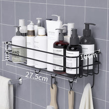 Load image into Gallery viewer, Wall Mounted Bathroom Shelves Floating Shelf Shower Hanging Basket Shampoo Holder WC Accessories Kitchen Seasoning Storage Rack
