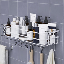 Load image into Gallery viewer, Wall Mounted Bathroom Shelves Floating Shelf Shower Hanging Basket Shampoo Holder WC Accessories Kitchen Seasoning Storage Rack
