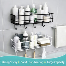 Load image into Gallery viewer, Wall Mounted Bathroom Shelves Floating Shelf Shower Hanging Basket Shampoo Holder WC Accessories Kitchen Seasoning Storage Rack
