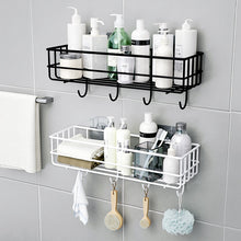 Load image into Gallery viewer, Wall Mounted Bathroom Shelves Floating Shelf Shower Hanging Basket Shampoo Holder WC Accessories Kitchen Seasoning Storage Rack
