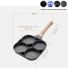 Load image into Gallery viewer, Four-hole Frying Pot Thickened Omelet Pan Black Non-stick Egg Steak  Ham Pancake Wooden Handle Kitchen Cooking Breakfast Maker
