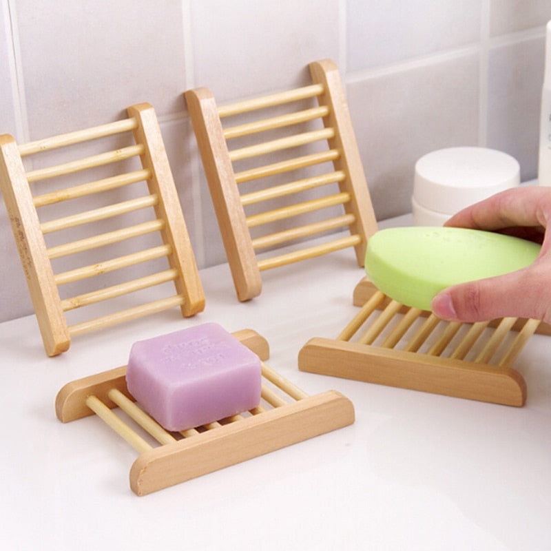 Portable Soap Dishes Natural Wood Soap Tray Holder Dish Storage Bath Shower Plate Home Bathroom Wash Soap Holder Organizer