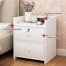 Load image into Gallery viewer, Nordic 33CM Nightstand With 2 Drawers Organizer Storage Cabinet Bedside Table Wooden Solid  Bedroom Furniture With lock
