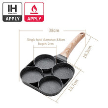 Load image into Gallery viewer, Four-hole Frying Pot Thickened Omelet Pan Black Non-stick Egg Steak  Ham Pancake Wooden Handle Kitchen Cooking Breakfast Maker
