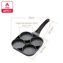 Load image into Gallery viewer, Four-hole Frying Pot Thickened Omelet Pan Black Non-stick Egg Steak  Ham Pancake Wooden Handle Kitchen Cooking Breakfast Maker
