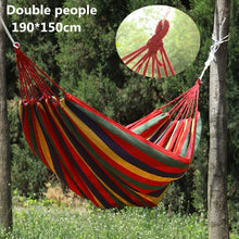 Load image into Gallery viewer, Portable Hammock Outdoor Hammock Garden Sports Home Travel Camping Swing Canvas Stripe Hang Bed Hammock Double Single People
