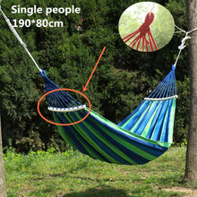 Load image into Gallery viewer, Portable Hammock Outdoor Hammock Garden Sports Home Travel Camping Swing Canvas Stripe Hang Bed Hammock Double Single People
