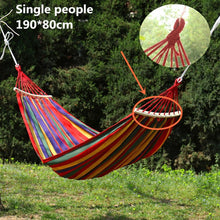 Load image into Gallery viewer, Portable Hammock Outdoor Hammock Garden Sports Home Travel Camping Swing Canvas Stripe Hang Bed Hammock Double Single People
