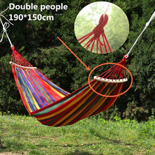 Load image into Gallery viewer, Portable Hammock Outdoor Hammock Garden Sports Home Travel Camping Swing Canvas Stripe Hang Bed Hammock Double Single People
