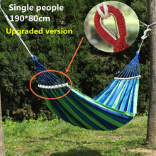 Load image into Gallery viewer, Portable Hammock Outdoor Hammock Garden Sports Home Travel Camping Swing Canvas Stripe Hang Bed Hammock Double Single People
