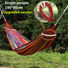 Load image into Gallery viewer, Portable Hammock Outdoor Hammock Garden Sports Home Travel Camping Swing Canvas Stripe Hang Bed Hammock Double Single People
