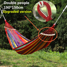 Load image into Gallery viewer, Portable Hammock Outdoor Hammock Garden Sports Home Travel Camping Swing Canvas Stripe Hang Bed Hammock Double Single People
