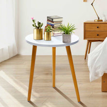 Load image into Gallery viewer, Round Nordic Wood Coffee Table Bed Sofa Side Table Movable Tea Fruit Snack End Table Small Desk Living Room Furniture 35 x 42 cm
