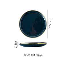 Load image into Gallery viewer, Blue Porcelain Dinner Plates Dishes Luxury Gold Inlay Ceramic Cake Food Plate Bowl Tableware Plate Sets Dish for Restaurant
