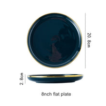 Load image into Gallery viewer, Blue Porcelain Dinner Plates Dishes Luxury Gold Inlay Ceramic Cake Food Plate Bowl Tableware Plate Sets Dish for Restaurant
