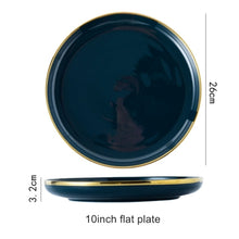 Load image into Gallery viewer, Blue Porcelain Dinner Plates Dishes Luxury Gold Inlay Ceramic Cake Food Plate Bowl Tableware Plate Sets Dish for Restaurant
