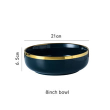 Load image into Gallery viewer, Blue Porcelain Dinner Plates Dishes Luxury Gold Inlay Ceramic Cake Food Plate Bowl Tableware Plate Sets Dish for Restaurant
