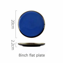 Load image into Gallery viewer, Blue Porcelain Dinner Plates Dishes Kiln glaze Ceramic Salald Soup Bowl Plates for Food Tableware Dining Set Dish for Restaurant
