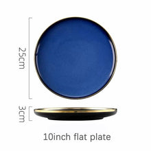 Load image into Gallery viewer, Blue Porcelain Dinner Plates Dishes Kiln glaze Ceramic Salald Soup Bowl Plates for Food Tableware Dining Set Dish for Restaurant
