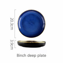 Load image into Gallery viewer, Blue Porcelain Dinner Plates Dishes Kiln glaze Ceramic Salald Soup Bowl Plates for Food Tableware Dining Set Dish for Restaurant
