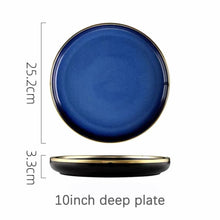 Load image into Gallery viewer, Blue Porcelain Dinner Plates Dishes Kiln glaze Ceramic Salald Soup Bowl Plates for Food Tableware Dining Set Dish for Restaurant
