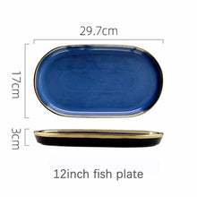 Load image into Gallery viewer, Blue Porcelain Dinner Plates Dishes Kiln glaze Ceramic Salald Soup Bowl Plates for Food Tableware Dining Set Dish for Restaurant
