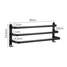 Load image into Gallery viewer, Towel Hanger Wall Mounted 50 CM Towel Rack Bathroom Save Space Aluminum Towel Multilayer Bar Rail Matte Matte Black Towel Holder
