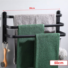 Load image into Gallery viewer, Towel Hanger Wall Mounted 50 CM Towel Rack Bathroom Save Space Aluminum Towel Multilayer Bar Rail Matte Matte Black Towel Holder
