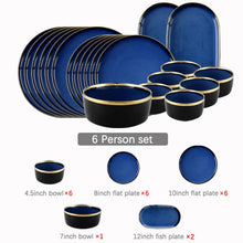 Load image into Gallery viewer, Blue Porcelain Dinner Plates Dishes Kiln glaze Ceramic Salald Soup Bowl Plates for Food Tableware Dining Set Dish for Restaurant
