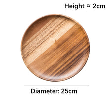 Load image into Gallery viewer, Round Solid Wood Tray Tableware Sets Trinket Dish Set Sushi Fruit Tea Tray Dessert Plates Acacia Wooden Dinner Breakfast Plates
