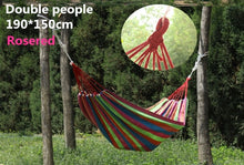 Load image into Gallery viewer, Portable Hammock Outdoor Hammock Garden Sports Home Travel Camping Swing Canvas Stripe Hang Bed Hammock Double Single People
